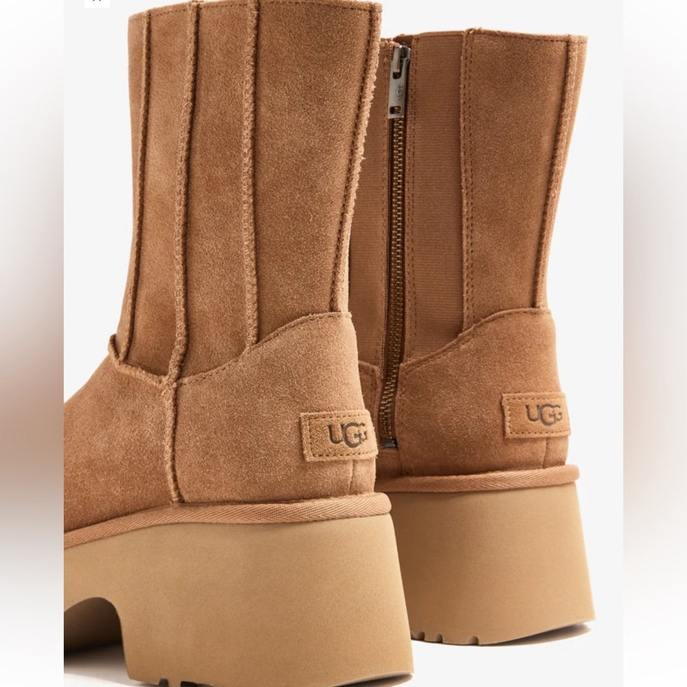 New Women’s UGG Classic Twin Seam New Heights boots (Chestnut) - Picture 2 of 11